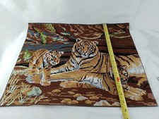 Tiger & Cubs Embroidered Picture Large Panel hand embroidery cross stitched