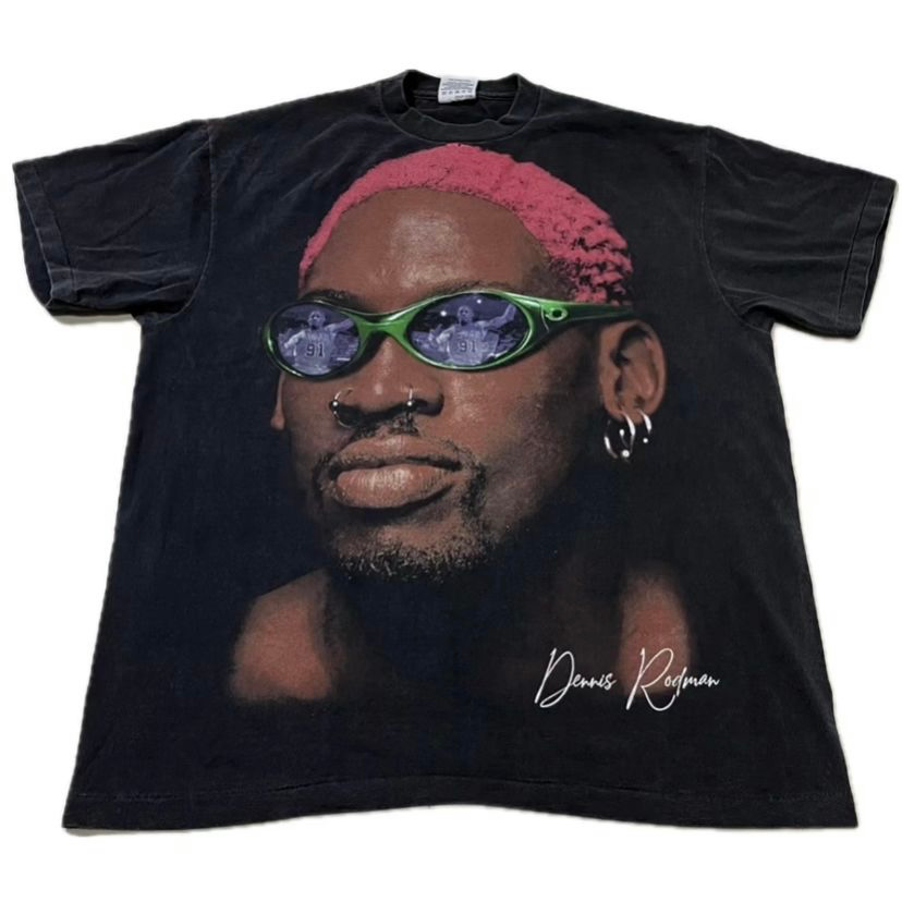 Vintage Dennis Rodman Size L Rare Basketball Team Single Stitch T-shirt