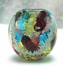 10pcs handmade Lampwork glass round Beads flower 14mm colorful silver foil