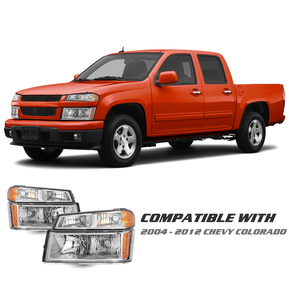 Beamax-9 Chrome Headlight Assembly Set For 2004-2012 Chevy Colorado / GMC Canyon, Halogen, Driver & Passenger, DOT/SAE - View #6