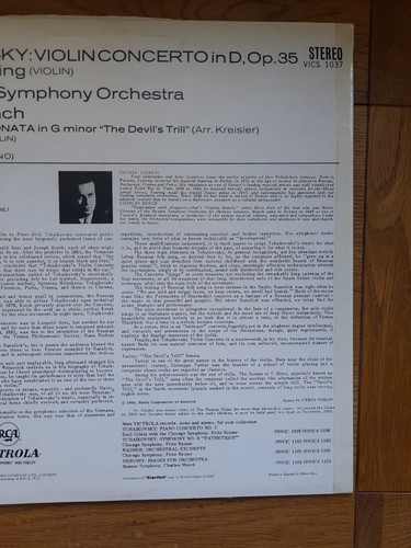 ED1 TCHAIKOVSKY: VIOLIN CONCERTO / TARTINI LP, Boston SO, Szeryng, RCA VICS 1037 - Picture 10 of 17