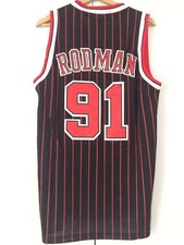 Maglia Basket NBA Rodman #91 - Adulti - Cucita - Colori Nero/Bianco