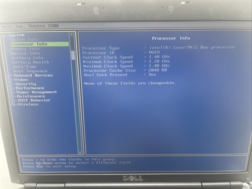 Dell Vostro 1500 15" Laptop Intel Core 2 Duo 1.4Ghz, 1GB RAM, NO HDD - Picture 2 of 11