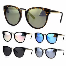 Womens Metal Bridge Plastic Horned Gothic Cat Eye Sunglasses