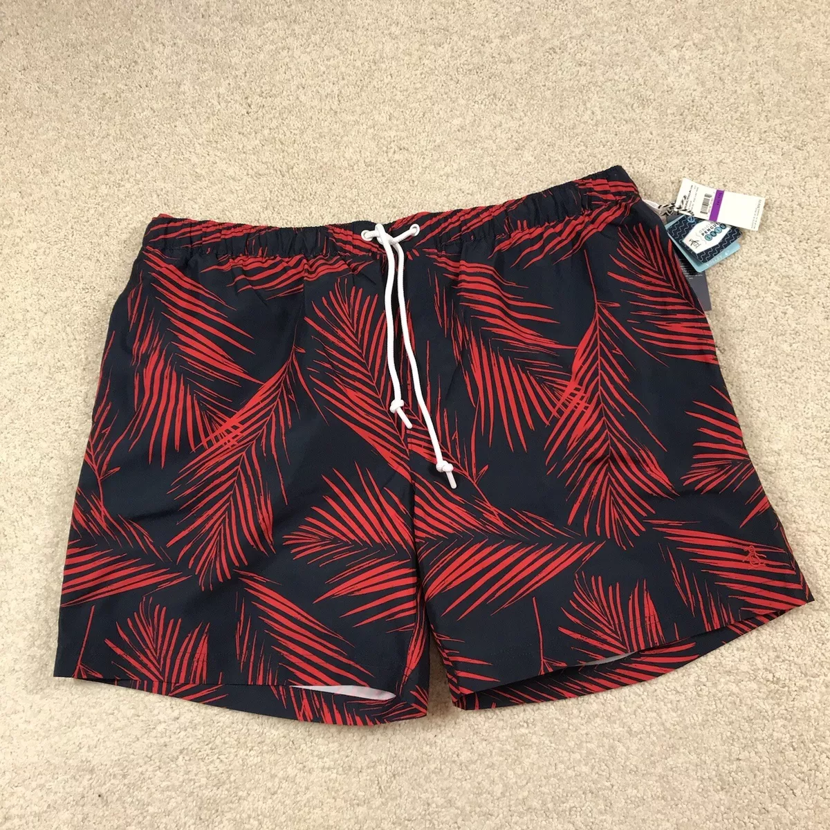 Original Penguin Mens 2XL Swim Trunks Palm Branch Shorts 6 Inch