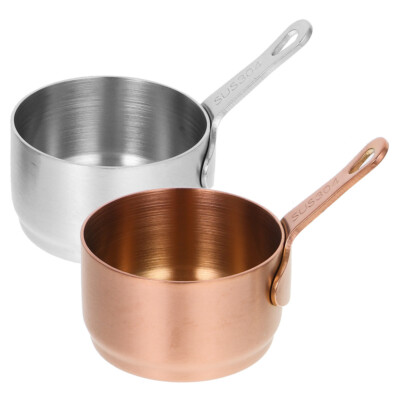 2PCS Household Cooking Pot Small Steamer Liquid Butter Pan with Lid Baby Sauce