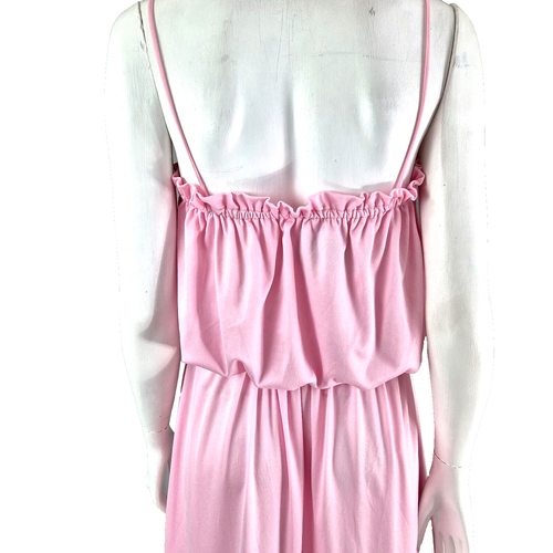 Vintage Pink Jersey 1970's Dress Disco Era Arc Size 16 Strappy Cocktail - 第 6/7 張圖片