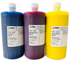 New RIS Cyan Magenta Yellow 10247 10237 10227 Ink Supply Bottles 1.0251 KG 