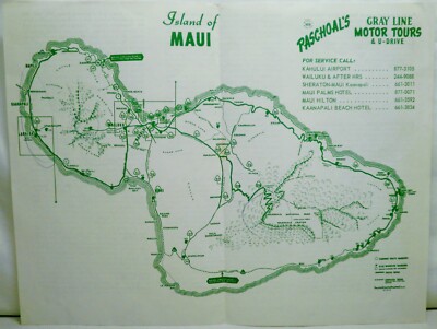 Vintage Paschoals s Gray Line Motor Tours & U-Drive Island of Maui Map