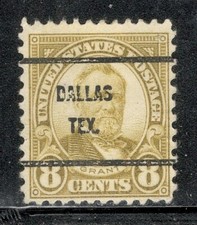 Sc # 640 ~ 8 cent Ulysses S. Grant Issue, Precancel, DALLAS TEX.