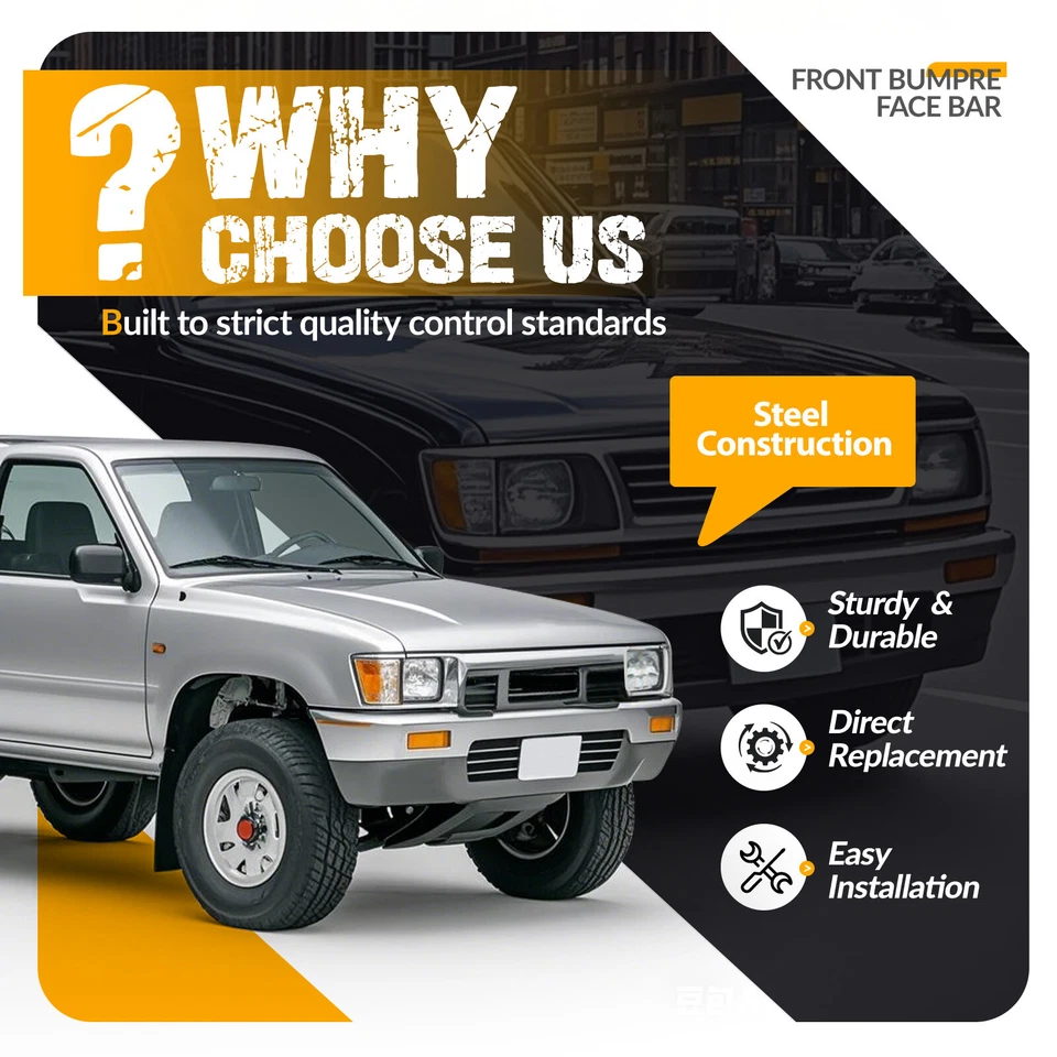 Chrome Front Bumper Face Bar For Toyota Pickup Truck 1989-1995 2WD Foto 2 de 4