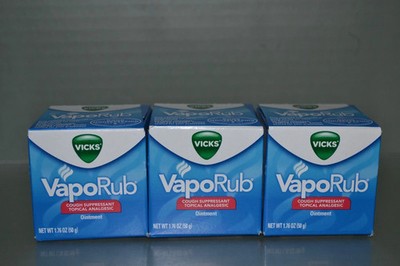 (3) Vicks VapoRub Cough Suppressant Chest Rub Ointment Original, 1.76 oz, 03/27