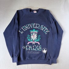 Vintage Jerzees L'Universite de Paris Sorbonne Sweatshirt Navy Blue Womens M