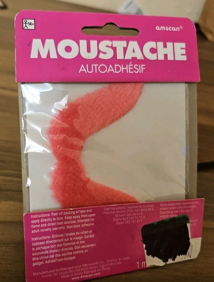 Pink Moustache Self Adhesive 1 Piece - Image 2 of 2