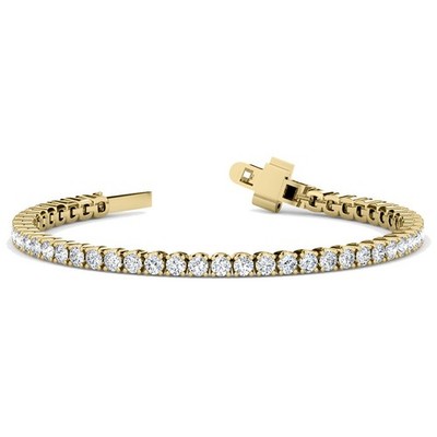 5,05 ctw F VS2 runder Diamant 4 Krappen Tennisarmband 18k Gelbgold 7''
