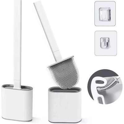 Silikon Toilettenbürste & Halter - Wandmontage Badezimmer Reinigungsbürste Set NEU