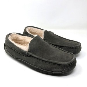 UGG Ascot Slipper Mens 9 Charcoal Grey Suede Shearling‎ Lined Comfort Cozy Ugg Charcoal Gray Ascot Sherpa Lined Comfort Slip On Slipper  main image 3