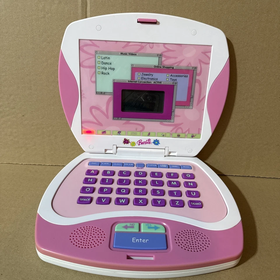 Mattel Barbie BE-184 White Portable Educational Toy Laptop Learning Computer - Image 3 of 4