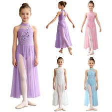 Girls Skirt Competitions Ballerina Figure Skating Ballet Training Dress Sports