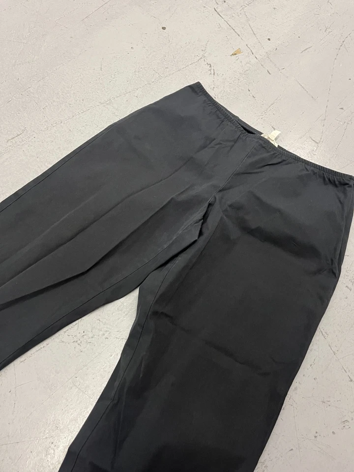 Pantalones deportivos para mujer Eileen Fisher grandes negros elásticos pierna recta cremallera lateral mosca Foto 4 de 4