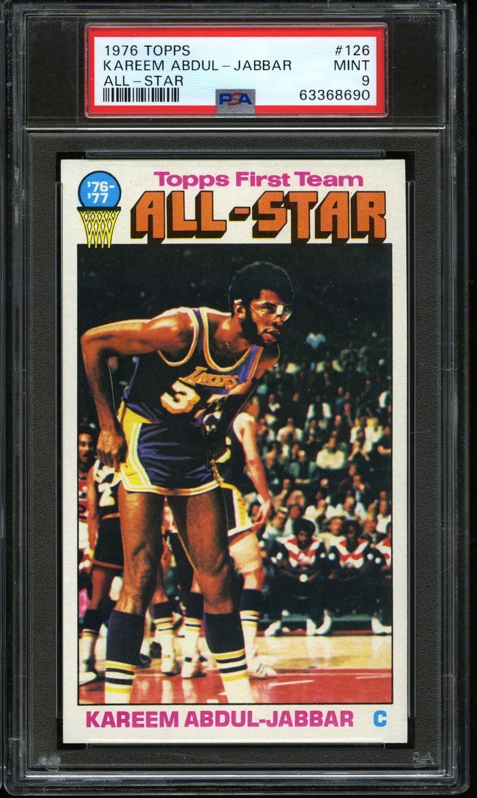 1976 Topps Basketball #126 Kareem Abdul Jabbar AS PSA 9