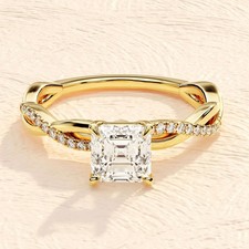 1.50 Karat Moissanit Verlobung Ring 14k Gold Solitaire Damen Prinzessin Schnitt
