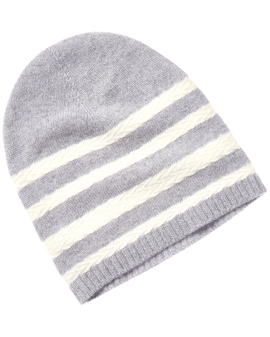 Hannah Rose Herringbone Stripe Cashmere Hat Women's Blue