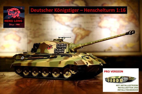 Rc Panzer Deutscher KöNigstiger Heng Long Rauch & Sound Metallgetriebe+Ketten-image