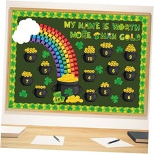 St.Patrick's Day Bulletin Board Set 3D Rainbow Classroom Decorations Gold Coin