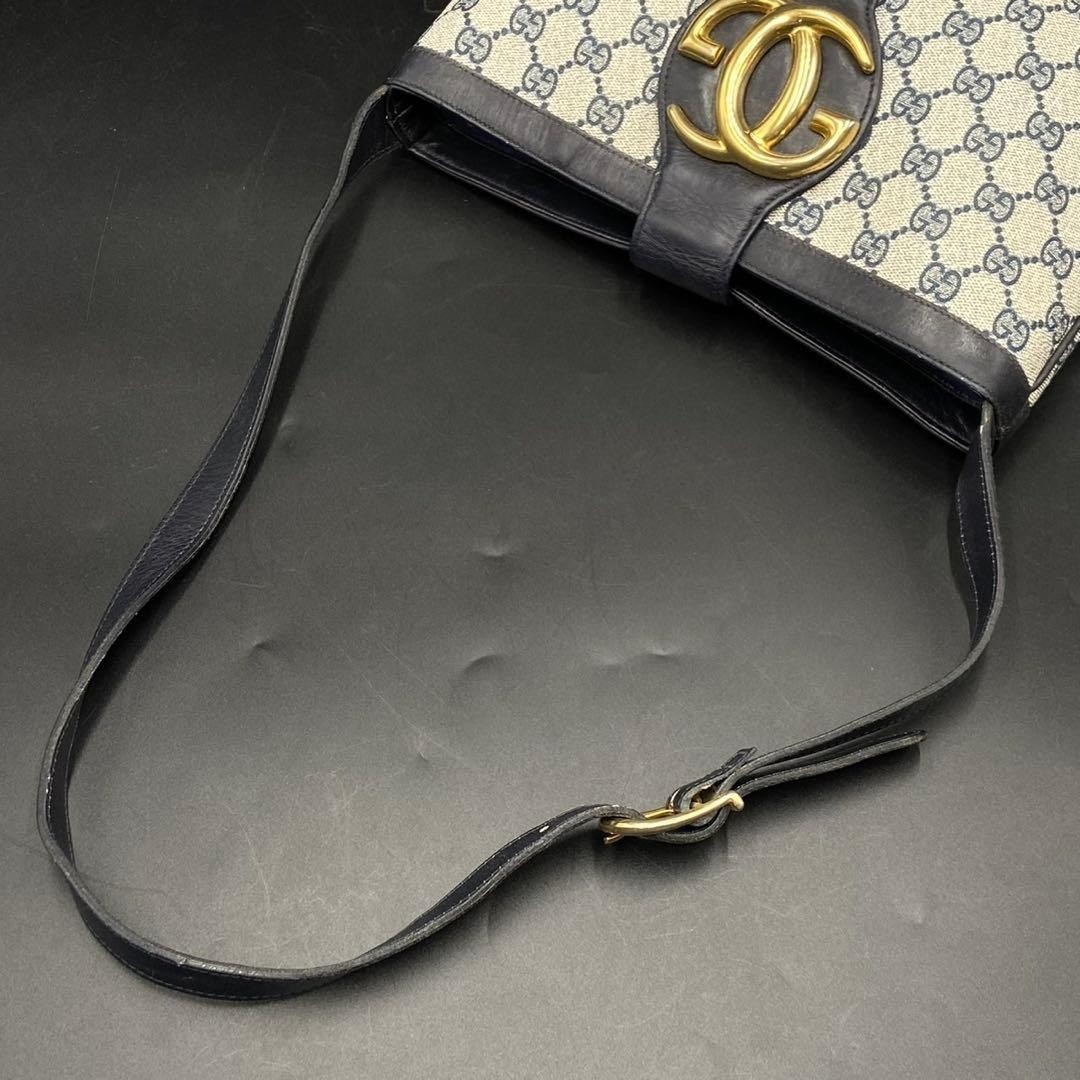 GUCCI Interlocking G Sherry Line Shoulder Bag Crossbody PVC Leather Navy thumbnail 4