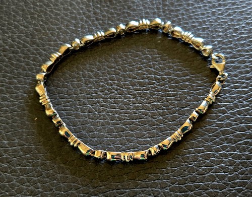 Einzigartiges Sterlingsilber Swarovski Kristall Armband 7" Schleifen & runde Steine Einfassung - Bild 8 von 10