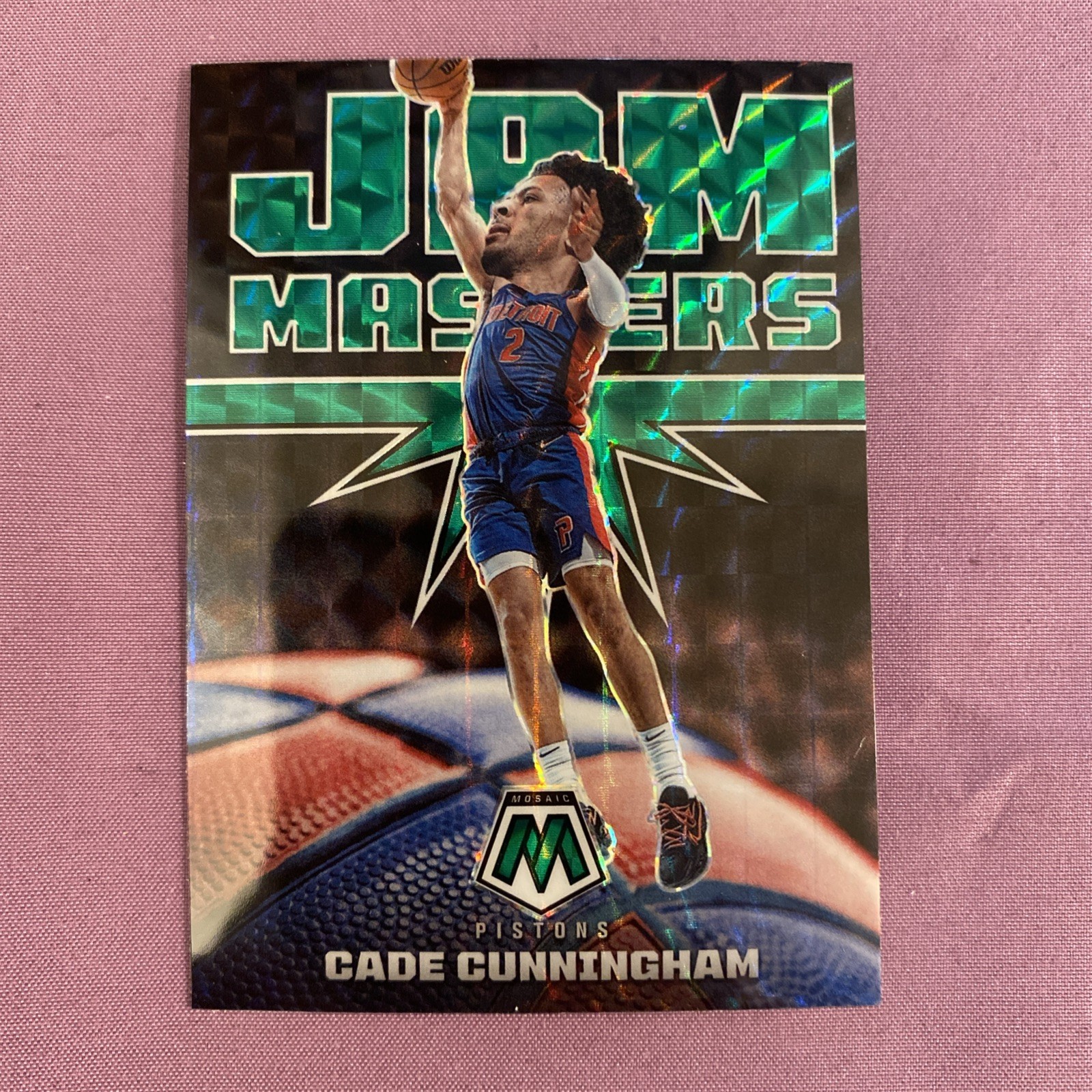 2021-2022 Mosaic Basketball Cade Cunningham Jam Masters #16 Green Mosaic Prizm