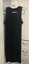 Just Be Dress Women's Casual Ribbed  Pullover Dress Black SZ L