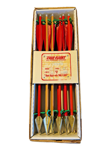 Vintage True Flight Crossbow X Bow Arrows 12 pack Cedar 15" 1980 Original Box!