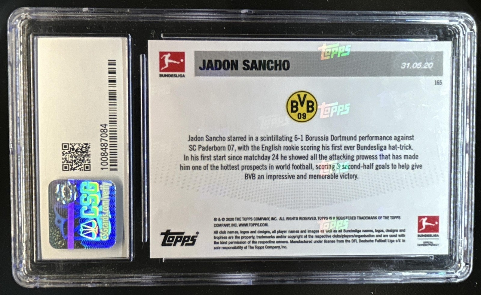 2019 Topps Now Bundesliga English Jadon Sancho #165 Dortmund CSG 10 view 2