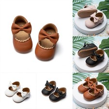 Newborn Baby Girl Shoes Flat Soft-sole Classic PU Infant Toddler Bow Non-slip