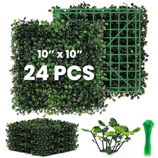 KASZOO 24-Pack 10"x10" Artificial Boxwood Grass Wall Panels Greenery Decor