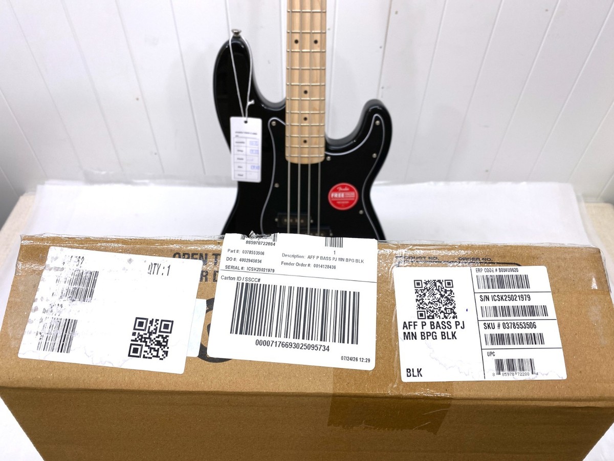 ACTUAL PHOTOS! Genuine! Fender Squier PJ Bass Black Guitar