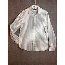 EXPRESS DESIGN STUDIO Mens L Modern Fit Premium Woven Cotton Striped Dress Shirt