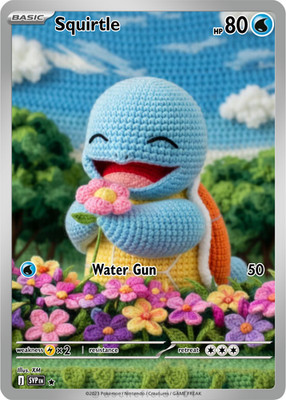Cute Crochet Style Squirtle Display Art Card