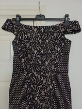 Wearhouse Stunning Black Lace And Beige Party, Occasional, Evening Dress Size 10