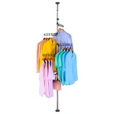 4-Tier Standing Clothes Laundry Drying Rack Coat Hanger Organizer Floor to Ce...
