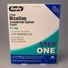 Rugby Clear Nicotine Transdermal System Patch Step 1 21mg 28 Patches 12/28