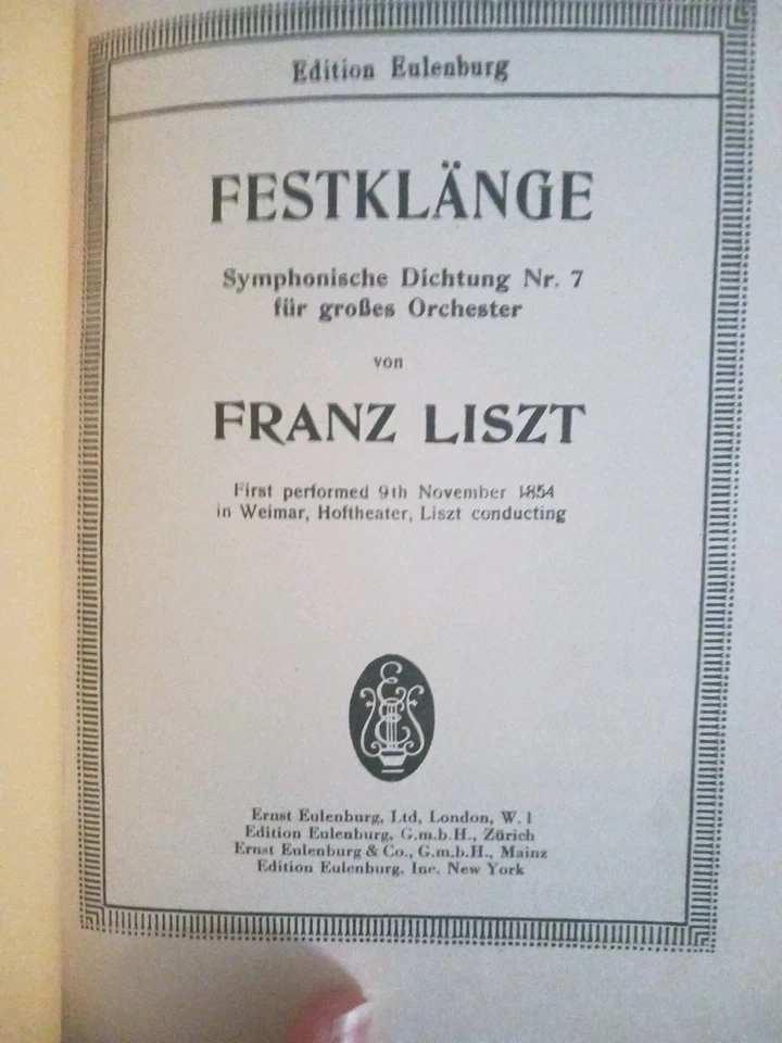 Liszt Eulenburg Edition Miniature Score Festival Sounds No. 453 Festklange - Image 2 of 3
