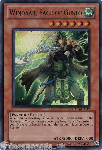 HA05-EN042 Windaar, Sage of Gusto Super Rare UNL Edition Mint YuGiOh Card
