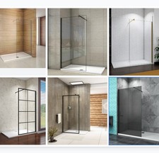 Chrome/Black/Grid Walk In Shower Enclosure Wet Room Screen Panel EasyClean Glass