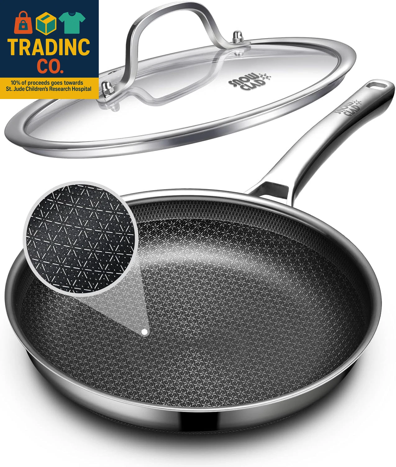 Non Stick Frying Pans 12 Inch, Hybrid Frying Skillets Nonstick with Lid,Non Stic