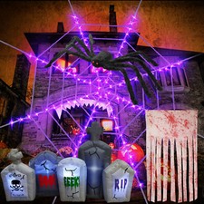Halloween Giant Spider Web Party Light Up Cobweb Outdoor Hanging Decor