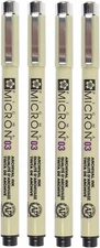Pigma Micron 03 Black Pen 0.35Mm Line Width Pack of 4 (03)