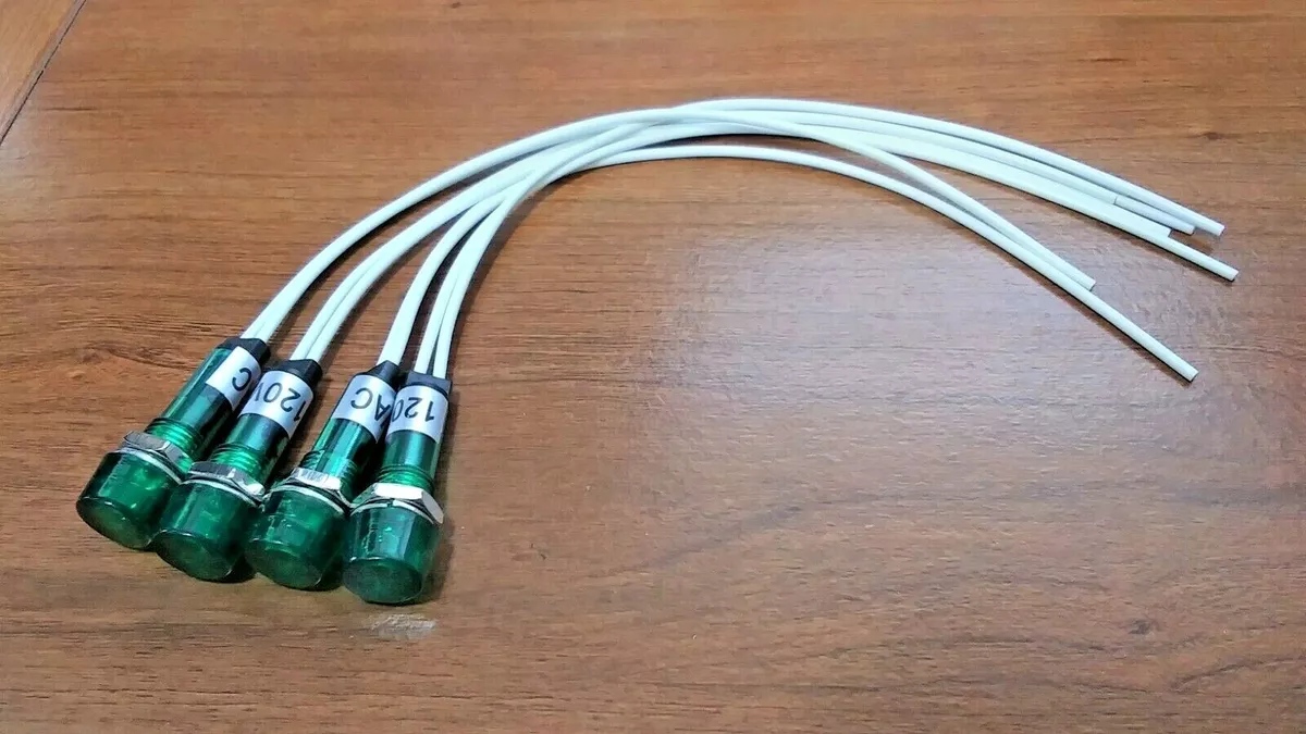 4 BBT Brand 120 volt AC Waterproof Green Led Panel Indicator Lights